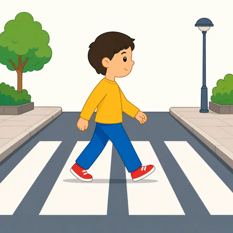 cross（横切る、渡る・動詞）の覚え方イラスト — cross the street なら「通りを横切って反対側へ行く」、cross the border なら「国境線を越える」と考えるとつかみやすい語です