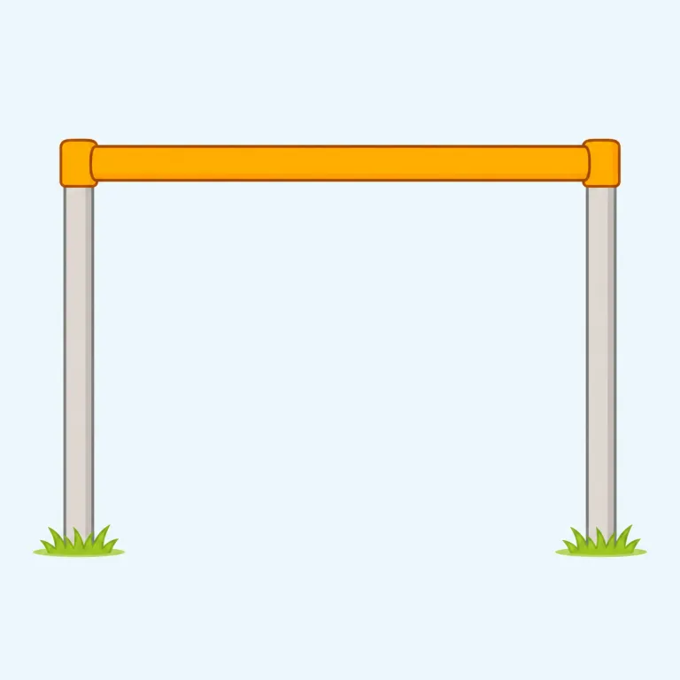 crossbar（横木・名詞）の覚え方イラスト — crossbar は cross「横切る」と bar「棒」を合わせた語です