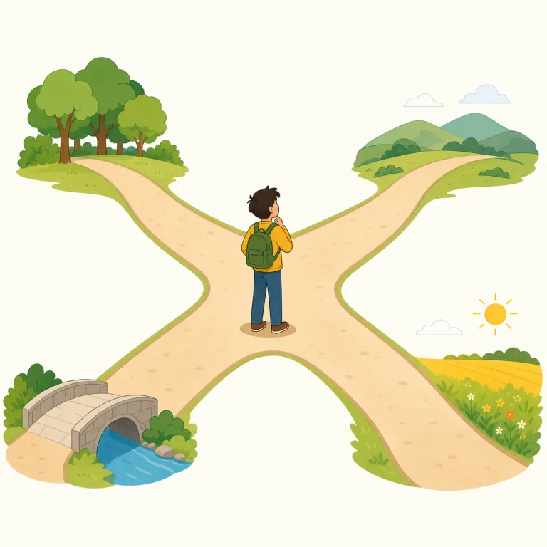 crossroads（岐路・noun）の覚え方イラスト