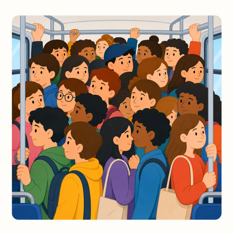 crowded（混雑した・形容詞）の覚え方イラスト