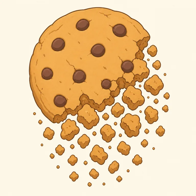 crumble（崩れる・動詞）の覚え方イラスト — crumble は crumb「パンくず」を知っているとつかみやすい語