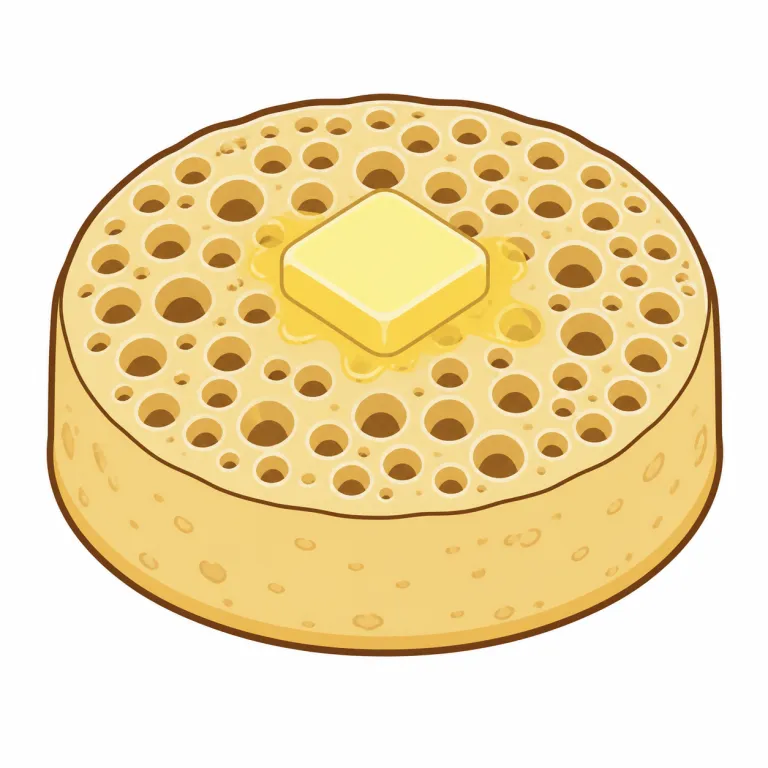 crumpet（クランペット（英国の発酵焼き菓子）・noun）の覚え方イラスト