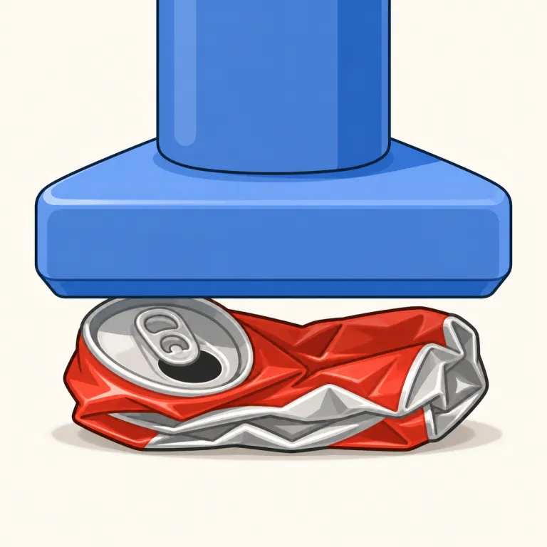 crush（押しつぶす・動詞）の覚え方イラスト — crush の核は「押す」ではなく「圧力で耐えられなくする」