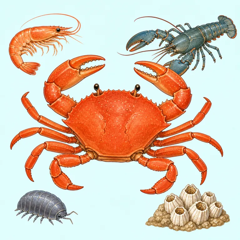 crustacea（甲殻類、甲殻亜門・名詞）の覚え方イラスト — crust を「パンの耳・表面の固い部分」で知っていると、crustacea は「殻っぽい生き物のグループ」とまとめて覚えやすいです