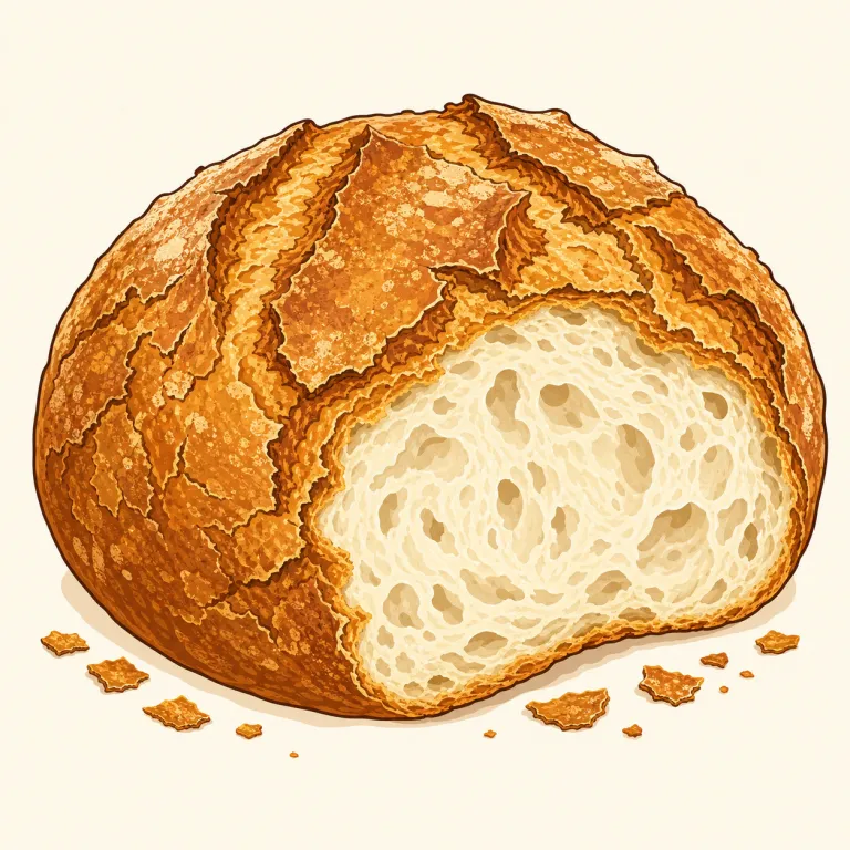 crusty（外皮の硬い・形容詞）の覚え方イラスト — crusty は crust「外皮・パンの耳」に -y「〜の性質を持つ」が付いた形容詞です