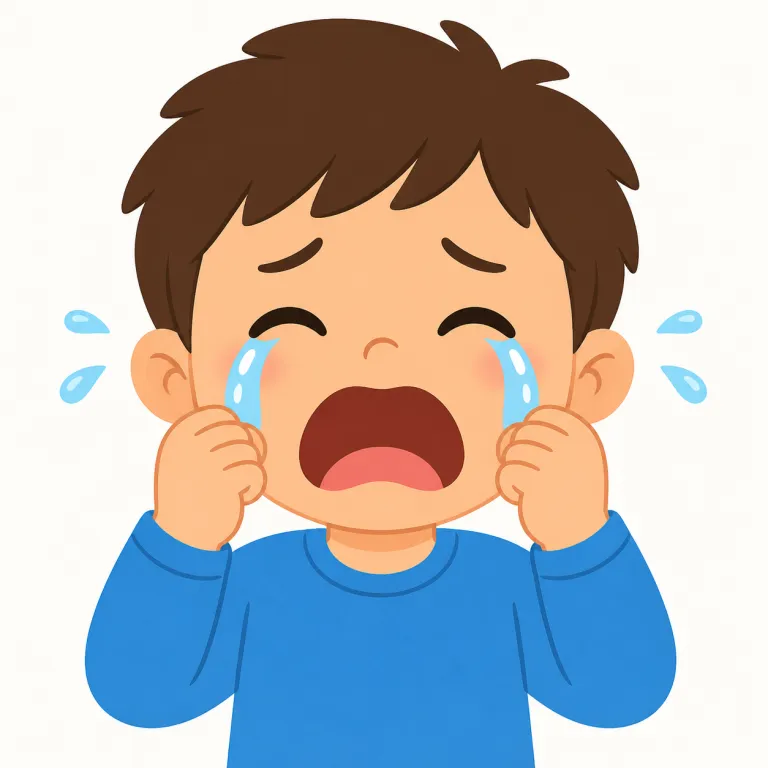 cry（泣く、叫ぶ・動詞）の覚え方イラスト — cry は「内側の強い気持ちが外へ漏れる動き」として覚えると、泣く・叫ぶの両方をつなげられます