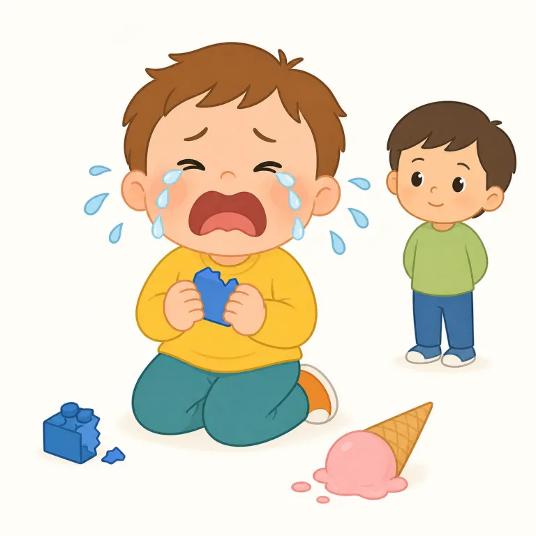 crybaby（泣き虫・名詞）の覚え方イラスト — cry と baby の組み合わせなので、赤ちゃんみたいにすぐ泣く人とそのままつなげると覚えやすいです