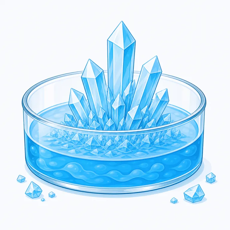 crystallize（結晶化する・動詞）の覚え方イラスト — crystallize は crystal「結晶」に -ize が付いた動詞で、「結晶になる、はっきり形になる」と覚えます