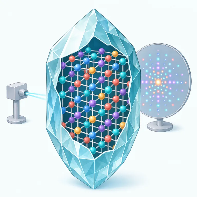 crystallographic（結晶学的・形容詞）の覚え方イラスト — crystal が見えたらまず「結晶」分野だと押さえる