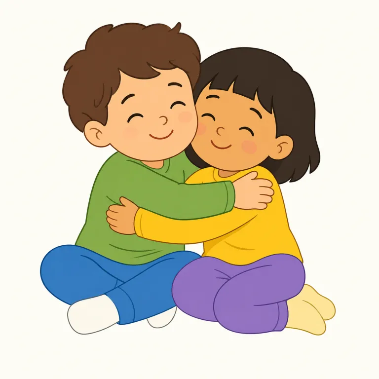 cuddle（抱きしめる・動詞）の覚え方イラスト — cuddle は「腕でやさしく抱きしめる、ぴったり抱く」動作として覚えます