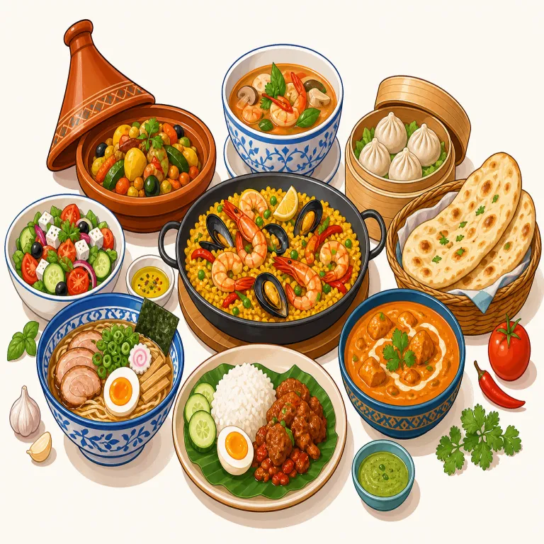 cuisine（料理・名詞）の覚え方イラスト — まず food は「食べ物」全般、dish は「一皿の料理」、cuisine はそれより大きく「その土地や店にまとまってある料理の शैली・系統」と捉えると覚えやすいです