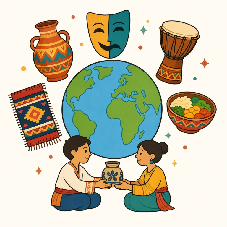 cultural（文化的な・形容詞）の覚え方イラスト — まず culture「文化」を確実に思い出し、-al が付くと「〜に関する」という形容詞になる型で覚えると、cultural＝「文化に関する」と自然に取れます