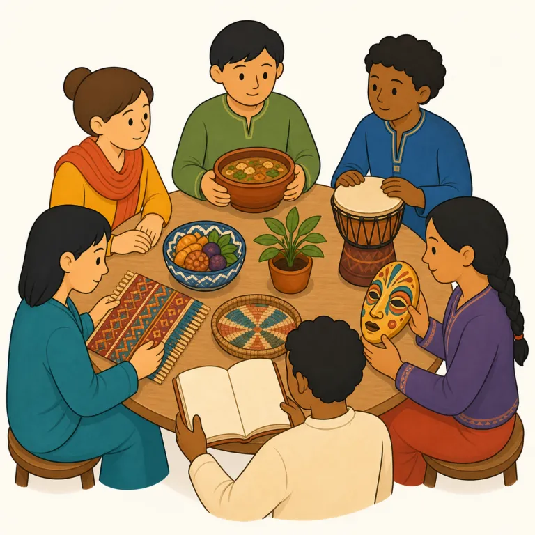 culture（文化・名詞）の覚え方イラスト — culture は、国・地域・会社などの集団に共有される考え方や生活様式をまとめて指す名詞として覚える