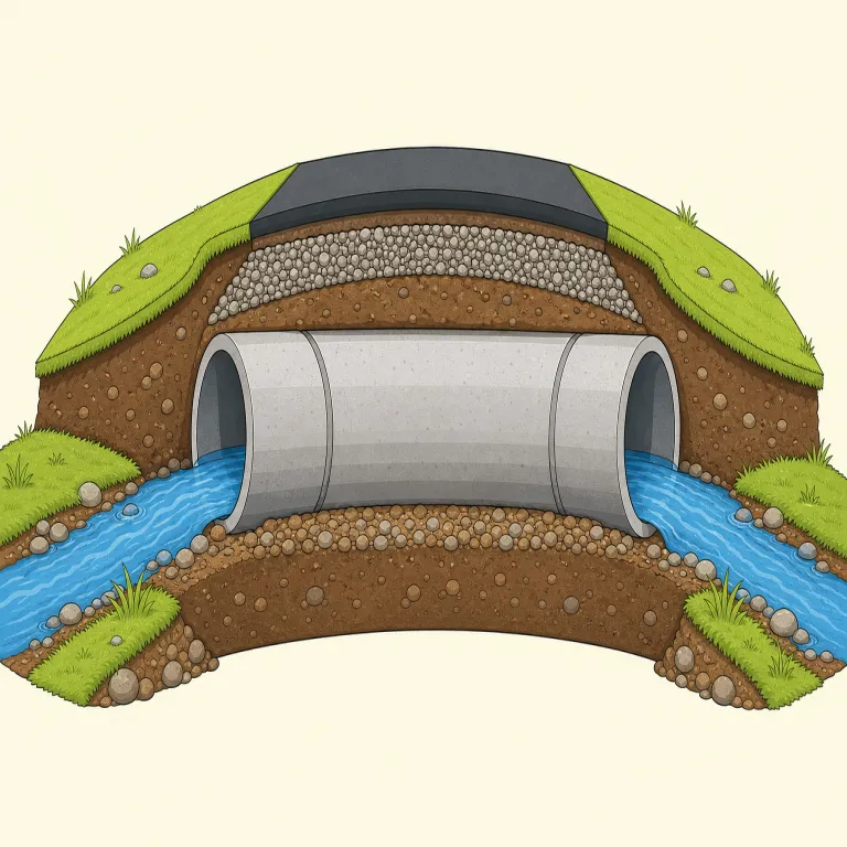 culvert（暗渠・名詞）の覚え方イラスト — culvert は cover を思い出すと定着しやすい