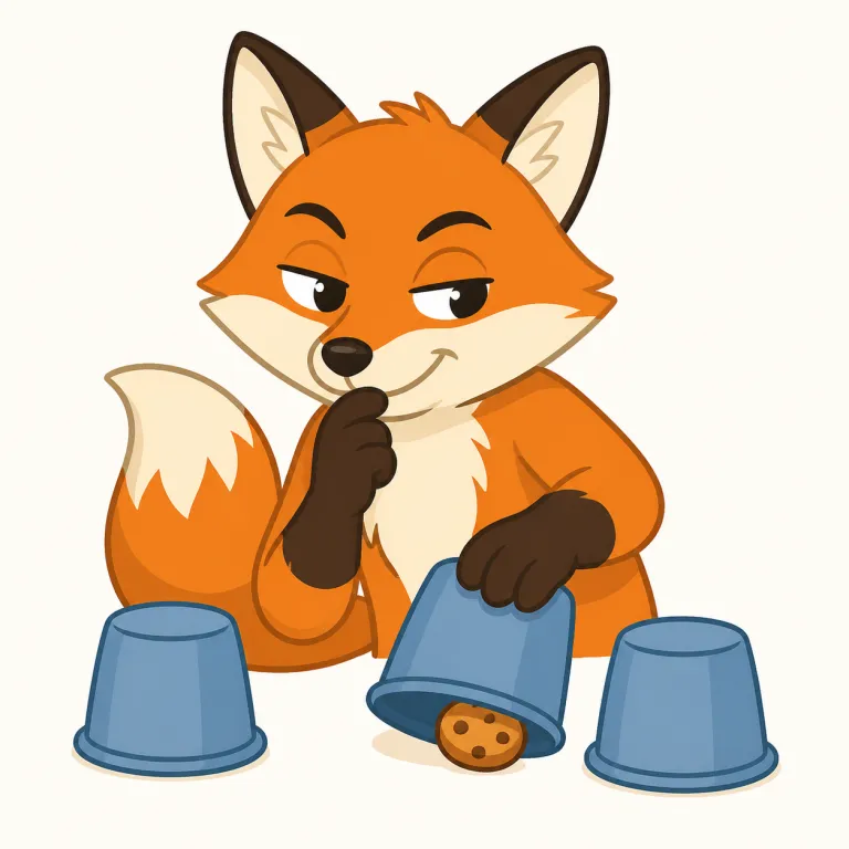 cunning（狡猾な・形容詞）の覚え方イラスト — 形容詞cunningは、cleverやsmartよりも「相手に気づかれないよう仕組む」感じを強く持ちます