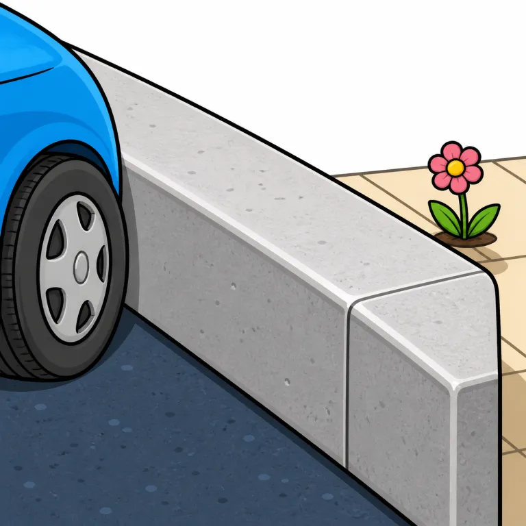 curb（縁石・noun）の覚え方イラスト