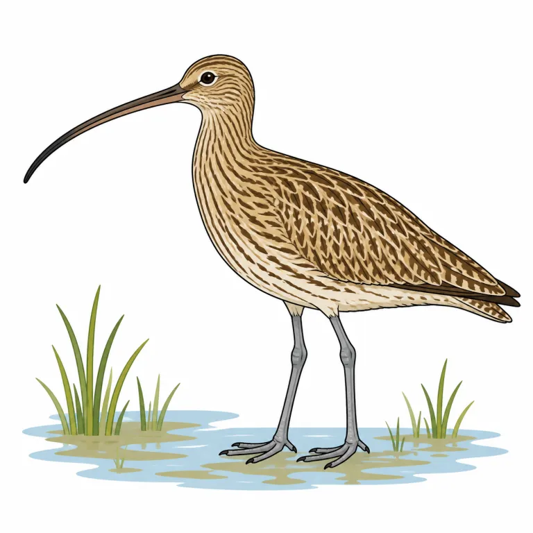 curlew（ダイシャクシギ・noun）の覚え方イラスト