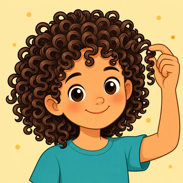 curly（カールした・adjective）の覚え方イラスト