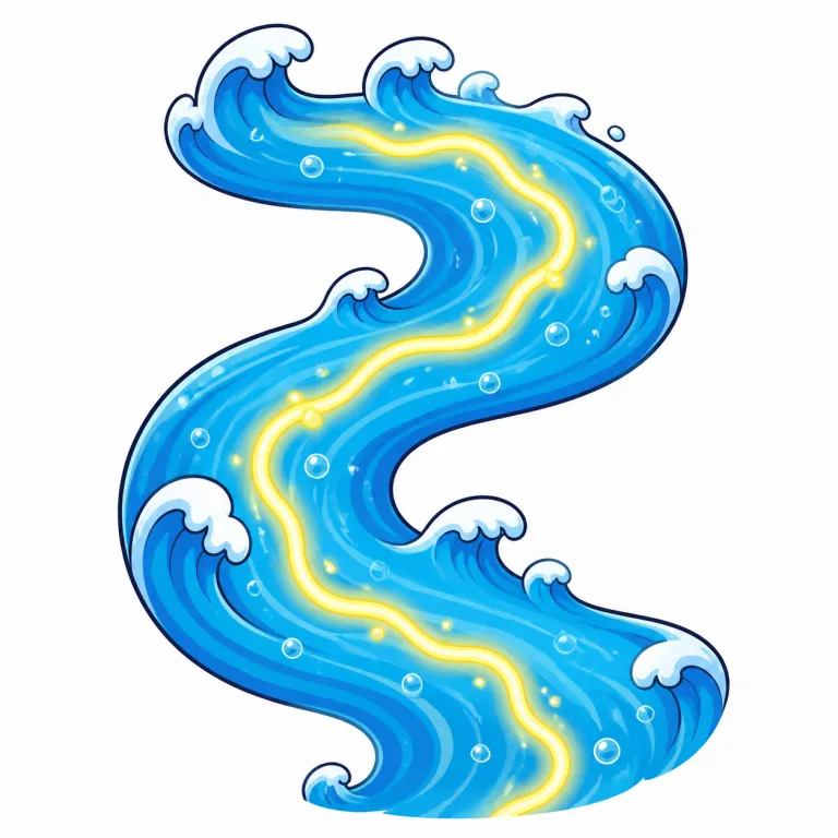 current（流れ、海流、電流・noun）の覚え方イラスト