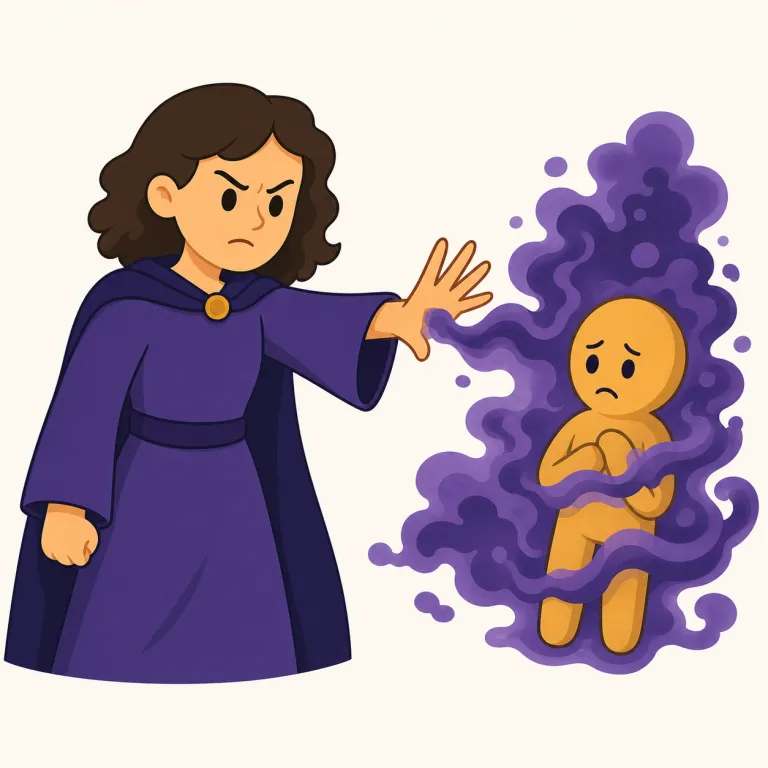 curse（悪態をつく・動詞）の覚え方イラスト — "curse" はまず名詞で「呪い」を押さえ、そのまま動詞で「呪いをかける」と広げると覚えやすいです