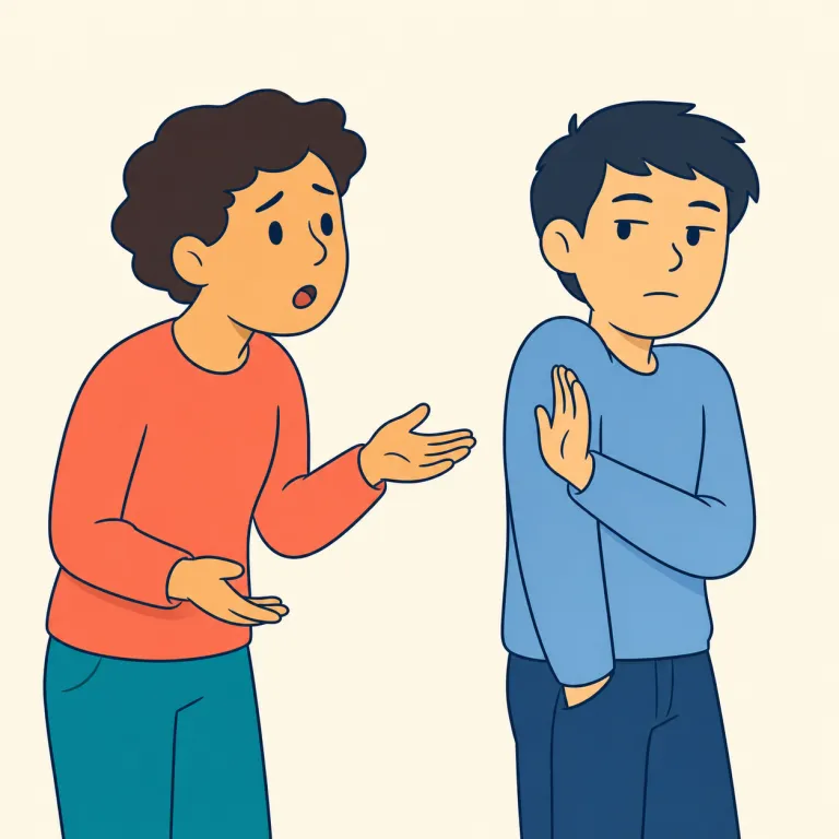 curt（素っ気ない・形容詞）の覚え方イラスト — curt は言葉や態度が短く切られ、冷たく感じられる「素っ気ない」