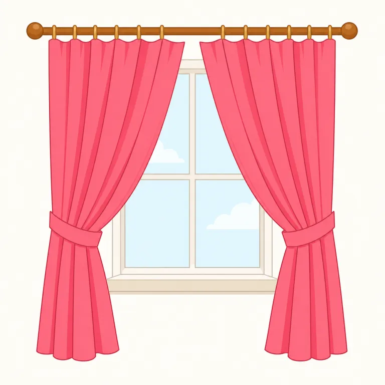 curtain（カーテン・名詞）の覚え方イラスト