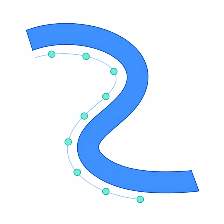 curve（曲線・名詞）の覚え方イラスト — curve は「カーブ」として日本語にも入り、まず目で追える線の形を思い浮かべるとよい