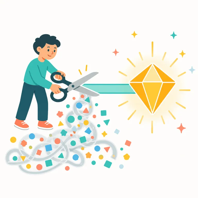 cut to the chase（要点を言う・イディオム）の覚え方イラスト — cut は「切る」、chase は「追跡・追いかける場面」と捉えると覚えやすい表現です