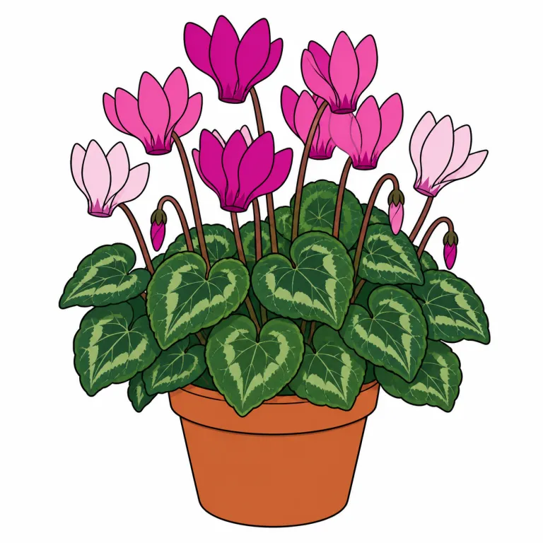 cyclamen（シクラメン・noun）の覚え方イラスト