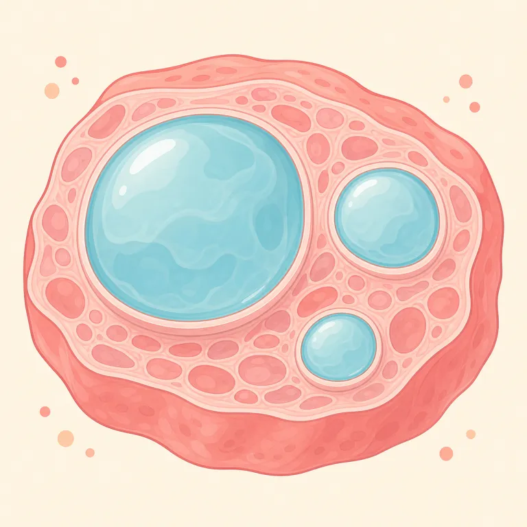 cystic（嚢胞性の・形容詞）の覚え方イラスト — まず名詞の cyst を先に押さえると覚えやすいです