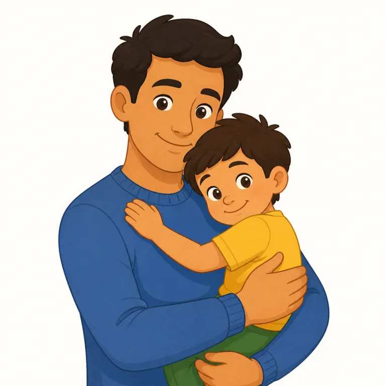 dad（お父さん・名詞）の覚え方イラスト — dad は father のくだけた日常版としてセットで覚えると残りやすいです