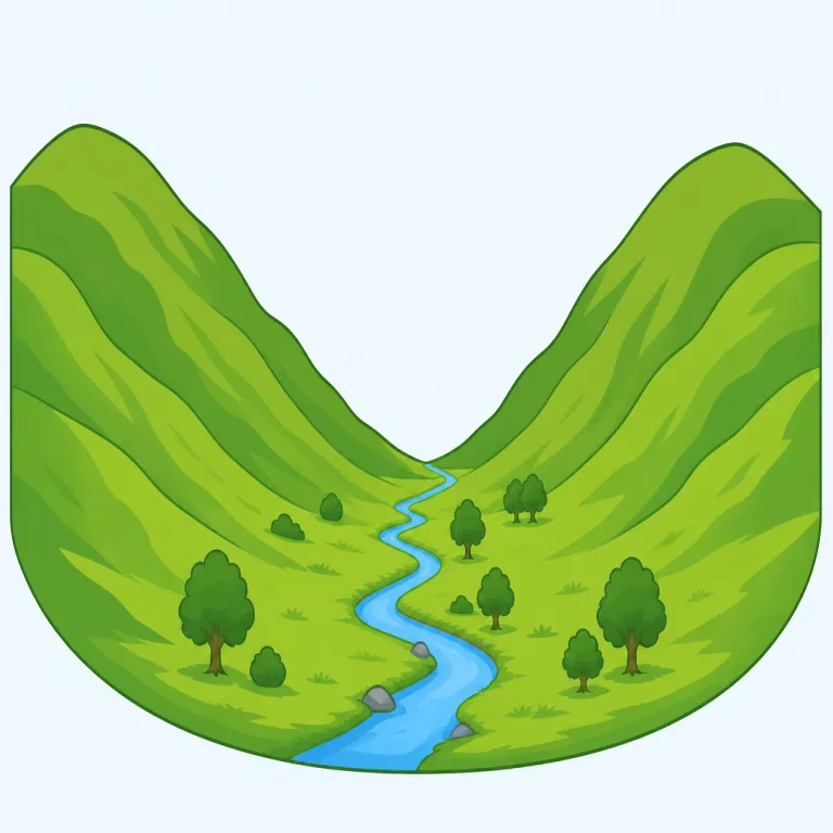 dale（谷、谷間・名詞）の覚え方イラスト — まず valley を基準に覚えるとよいです