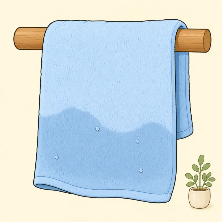 damp（湿った・形容詞）の覚え方イラスト — damp は「びしょ濡れ」ではなく、少し湿っている感じを思い浮かべると覚えやすいです