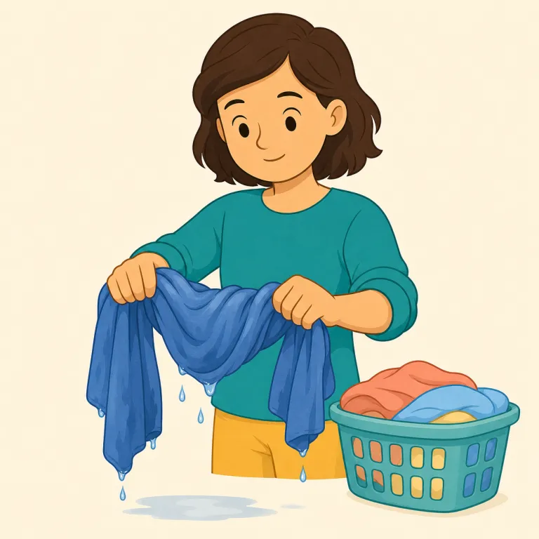 damply（湿っぽく・副詞）の覚え方イラスト — damp「少し湿った」に -ly を付けた副詞と覚えると簡単です
