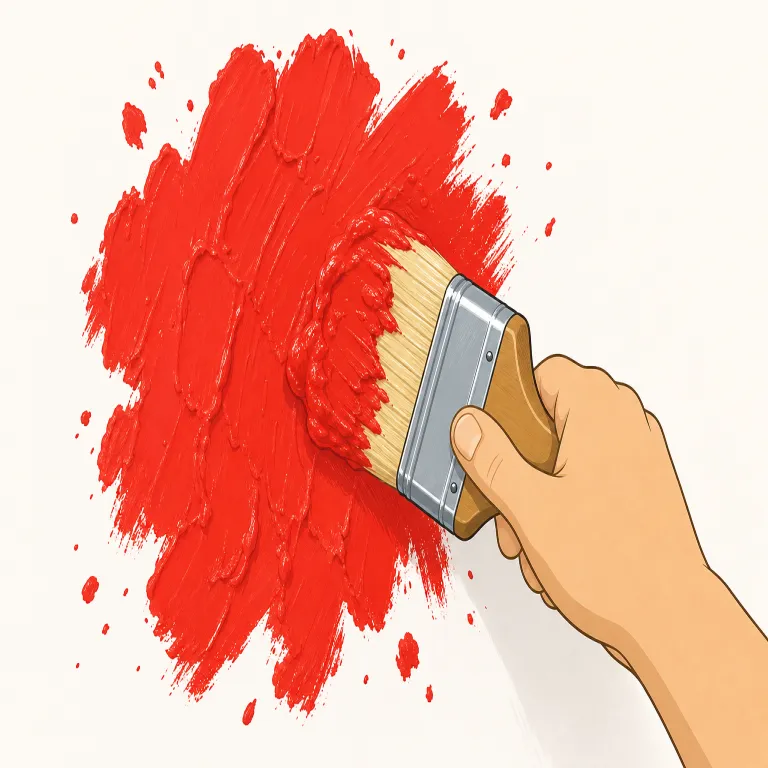 daub（塗る・動詞）の覚え方イラスト — paint が「普通に塗る」なら、daub は「雑に・べったり塗りつける」寄り