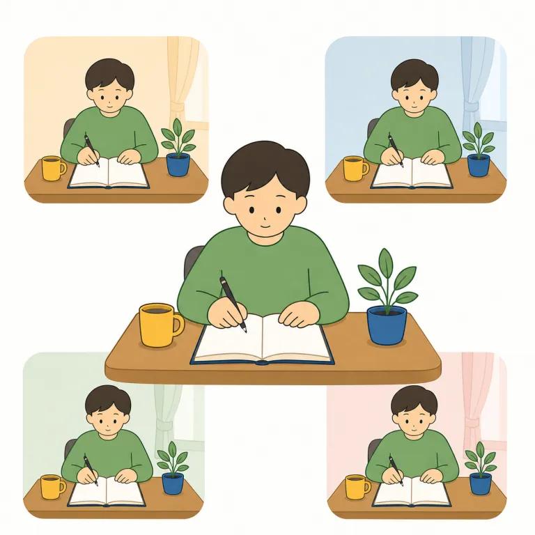 day in, day out（毎日毎日・イディオム）の覚え方イラスト — day in, day out は「毎日毎日」と反復を強める慣用句です