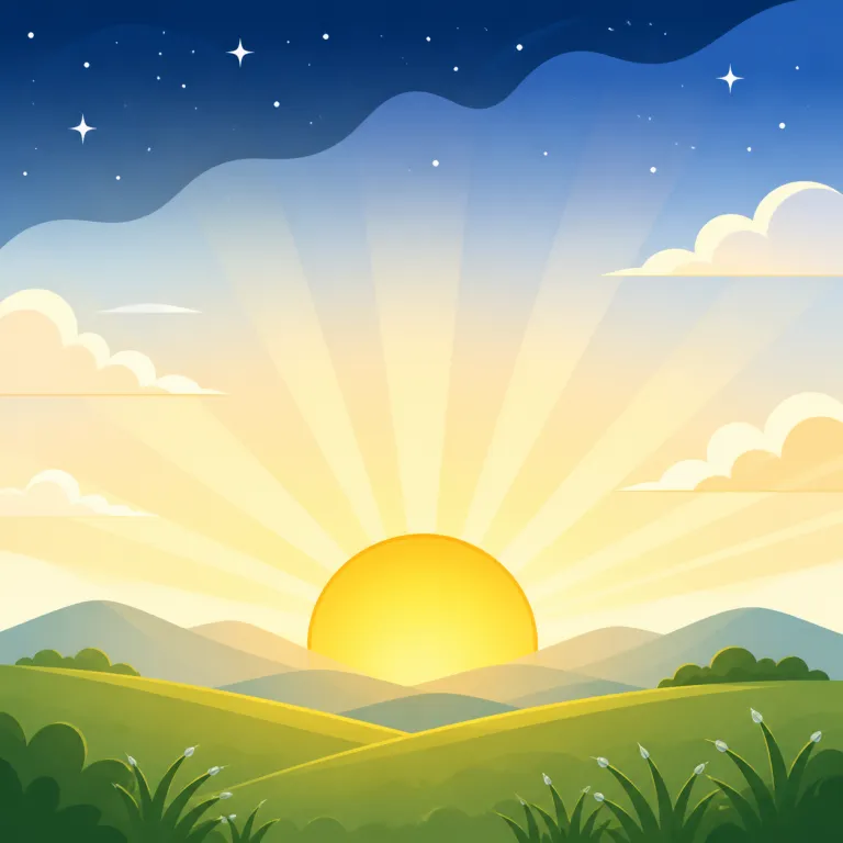 daybreak（夜明け・名詞）の覚え方イラスト — day + break で、"dayが壊れる"ではなく「夜のかたまりが break して、day が現れる」と場面で覚えると定着しやすい語です