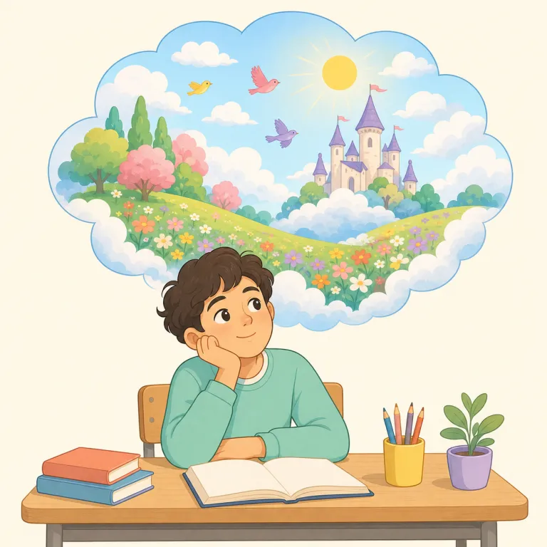 daydream（空想・名詞）の覚え方イラスト
