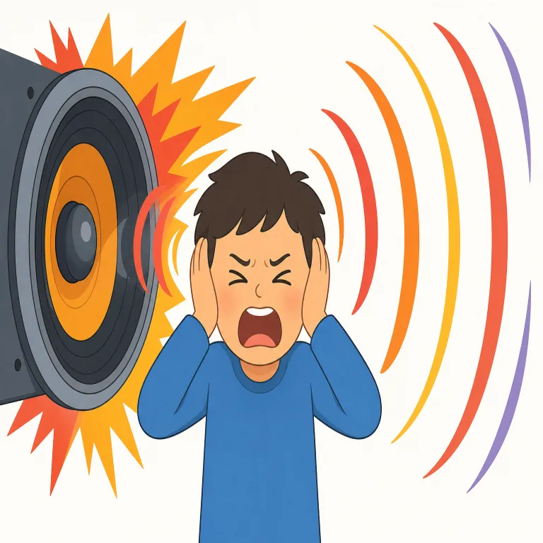 deafening（耳がつんざくような・形容詞）の覚え方イラスト — deaf を知っていれば取りやすい語