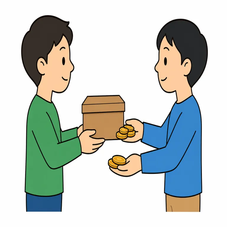deal（取引する・verb）の覚え方イラスト