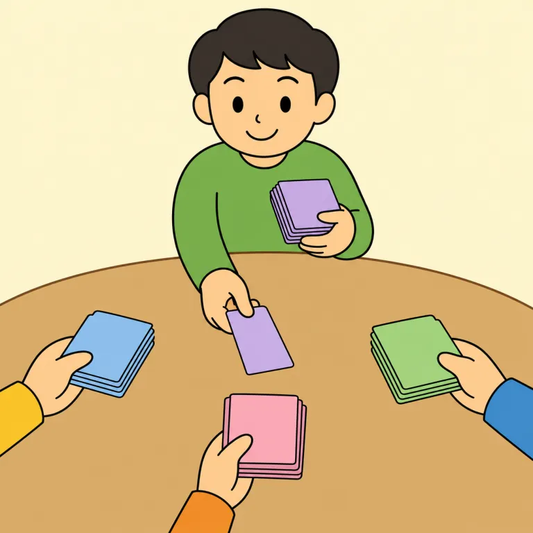 deal（配る・verb）の覚え方イラスト