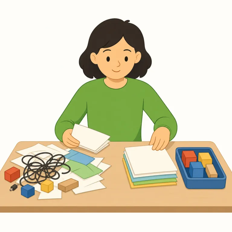 deal with（対処する・句動詞）の覚え方イラスト — deal with は、問題・苦情・ストレス・難しい人などに向き合って「対処する」という意味です