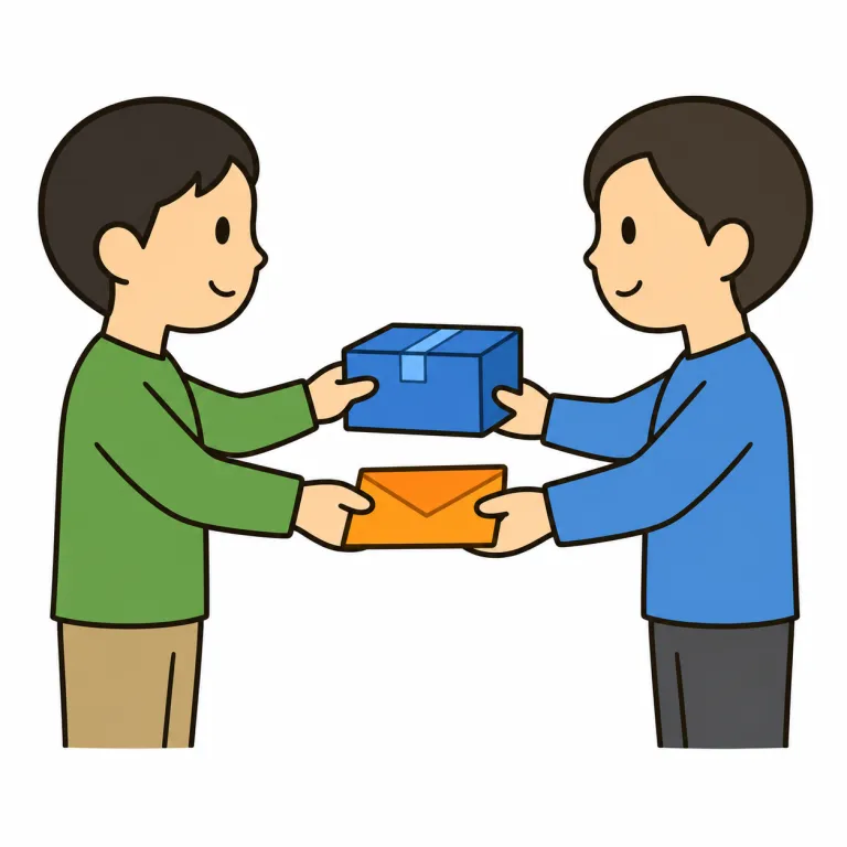 dealing（やり取り・noun）の覚え方イラスト