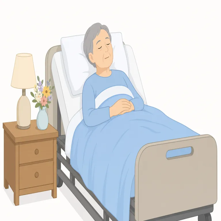 deathbed（臨終の時・名詞）の覚え方イラスト