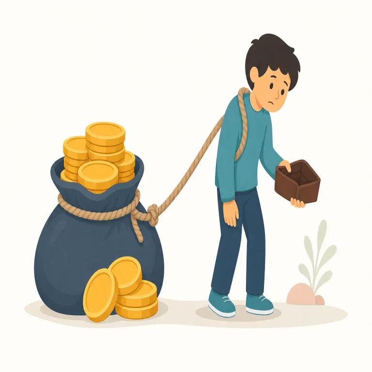 debt（借金、負債・noun）の覚え方イラスト
