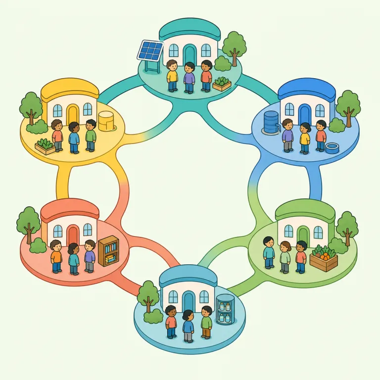 decentralization（分散化・名詞）の覚え方イラスト — center が見えれば土台は十分
