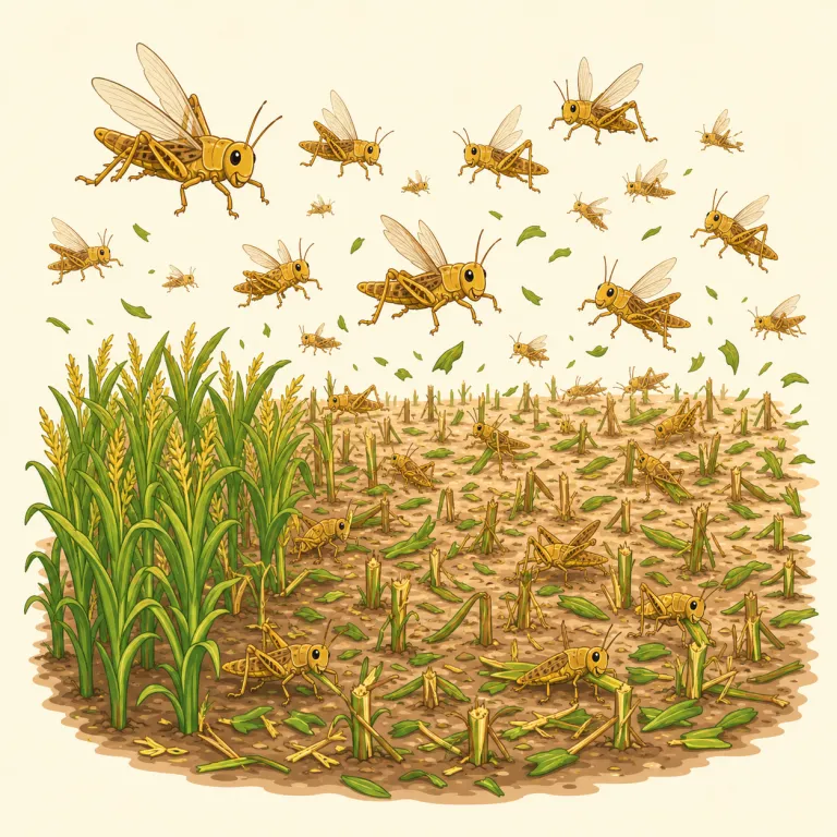 decimating（壊滅させている・動詞）の覚え方イラスト — decimate は「少し減る」ではなく、ニュースで "disease decimating crops" や "war decimating the populatio…