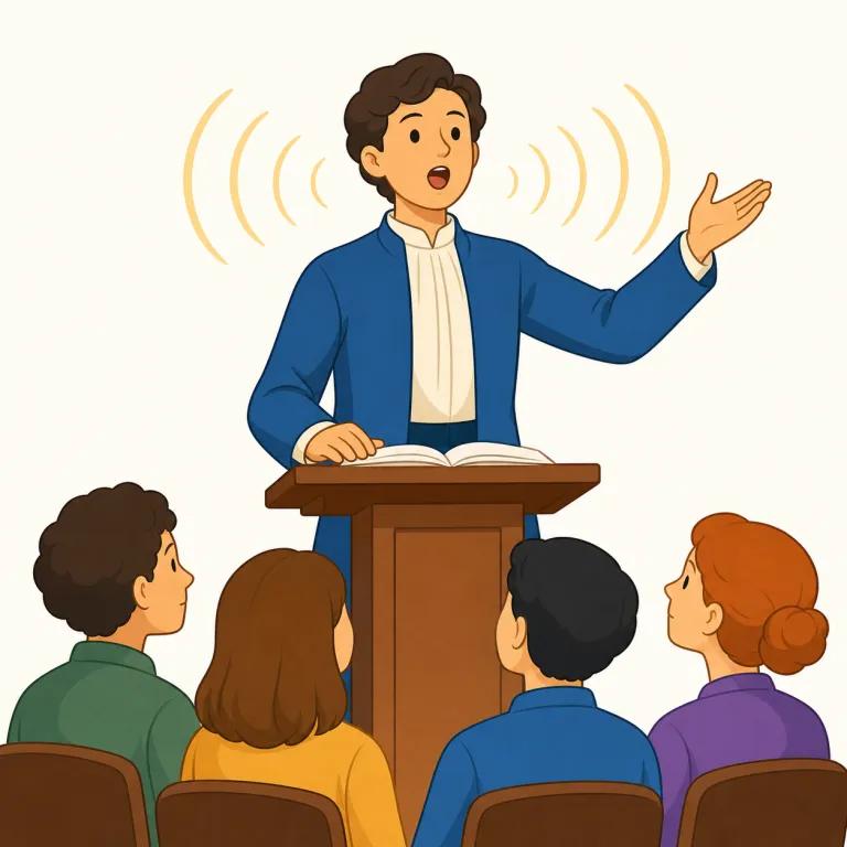 declamation（朗読・熱弁・名詞）の覚え方イラスト — exclaim や proclaim を知っていると覚えやすい