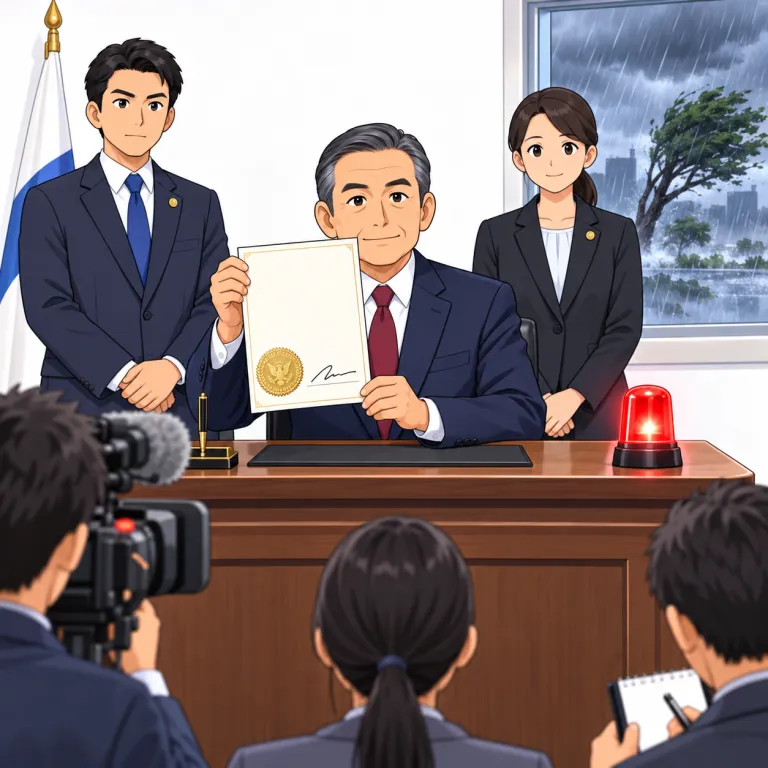 declared（宣言された・verb）の覚え方イラスト