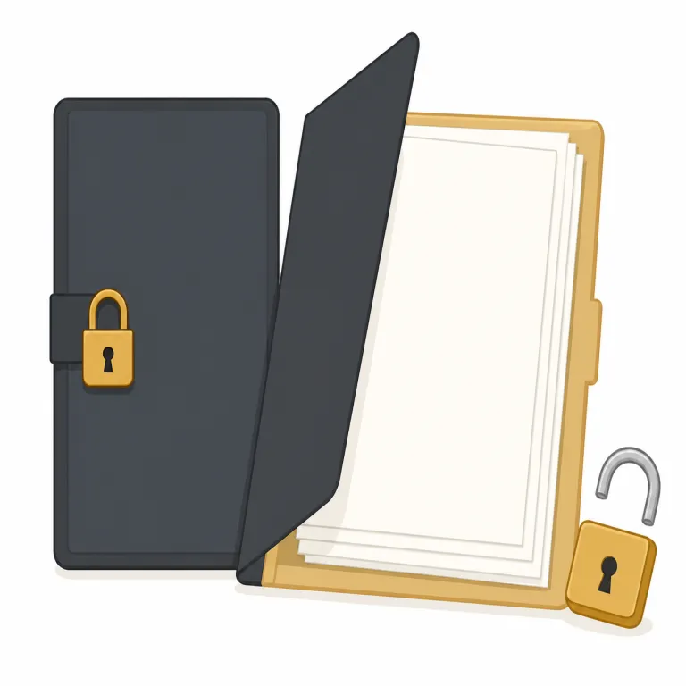 declassify（機密解除する・動詞）の覚え方イラスト — この意味の declassify は、政府・軍・情報機関などが秘密指定を外し、文書や情報を公開可能にする場面で使います